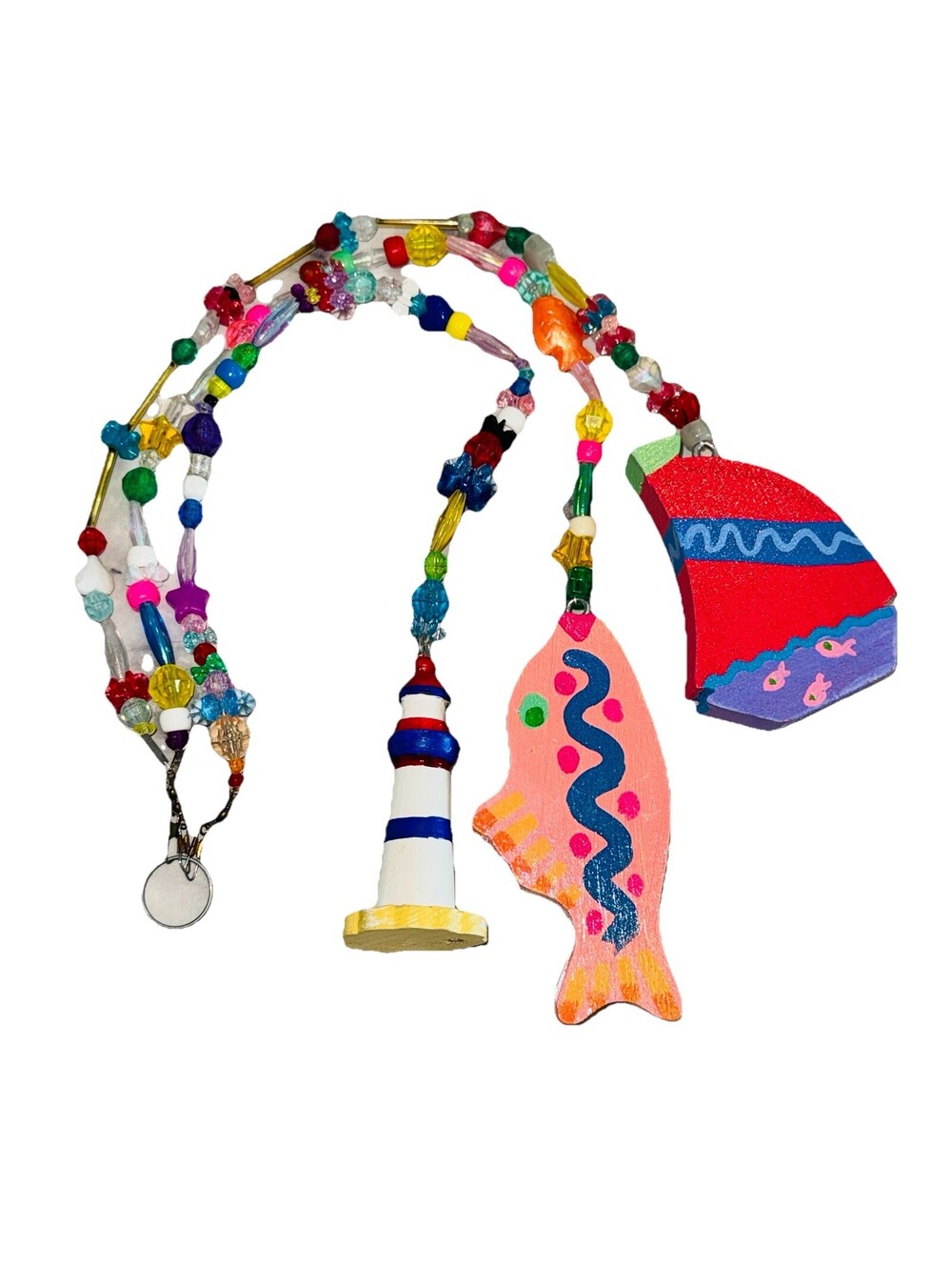 Sailboat Fish Lighthouse Handmade STRANDS Beaded String Mobile Toran